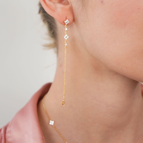 2-in-1 Clover Drop Earrings - Picture 2 of 3